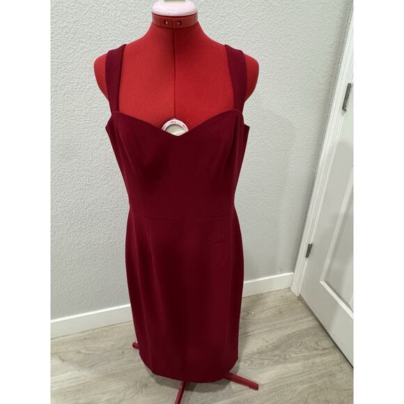Dress The Population Eve Sweetheart Twist Front Cocktail Midi Sheath Dress Red - Picture 1 of 8